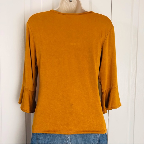NWT Nanette Lepore Mustard Yellow Gathered Front Top - Picture 2 of 16